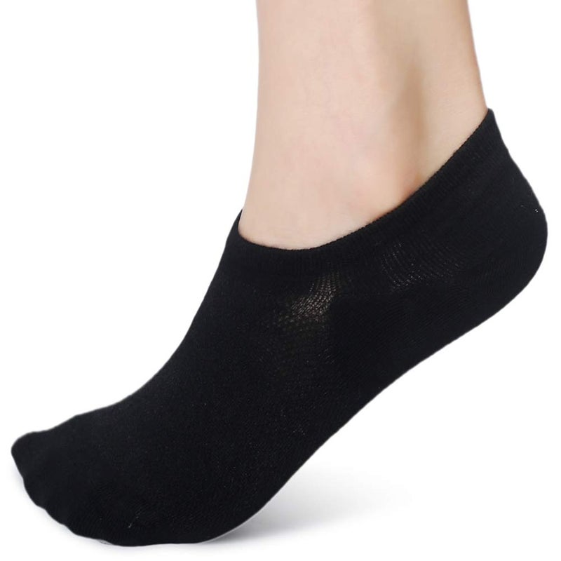 Leotruny Womenâ€™s 6 Pairs Bamboo Mesh Design Low Cut Non Slip No Show Socks (C01-Black, Women Shoe Size: 6-9) - Image 2